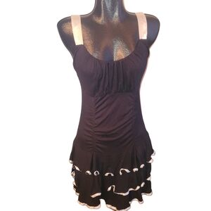 Venus Black Dress with White Trimmed Ruffled Layers Sz.M